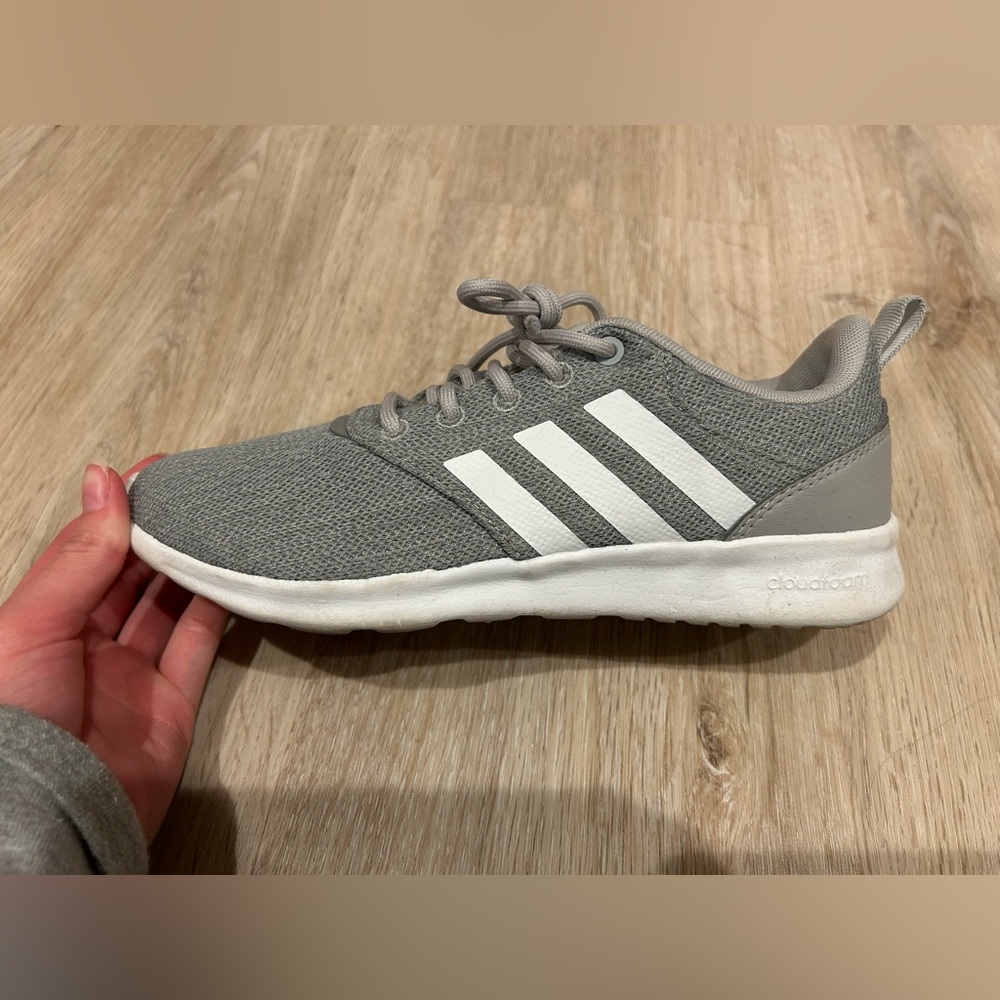 Adidas, size 6, grey and white tennis shoe